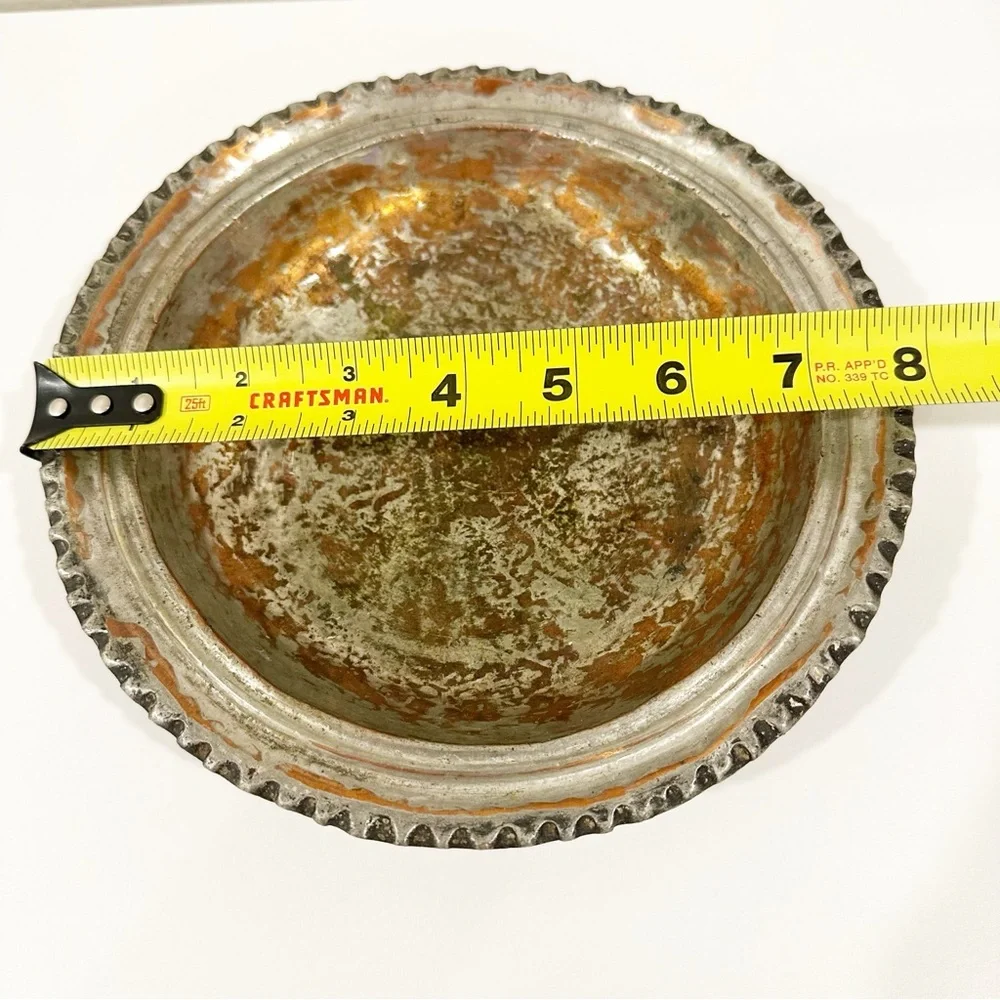 Vintage Textured Trinket Keys Catch All‎ Metal Bowl